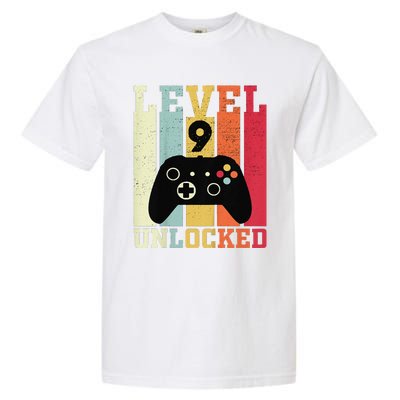 Level 9 Unlocked Funny Video Gamer 9th Birthday Gift Garment-Dyed Heavyweight T-Shirt