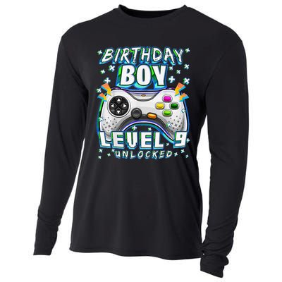 Level 9 Unlocked Video Game 9th Birthday Gamer Cooling Performance Long Sleeve Crew