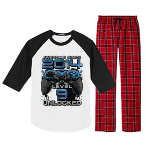 Level 9 Unlocked Awesome Since 2014 9th Birthday Gaming Raglan Sleeve Pajama Set