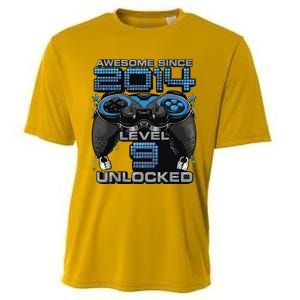 Level 9 Unlocked Awesome Since 2014 9th Birthday Gaming Cooling Performance Crew T-Shirt