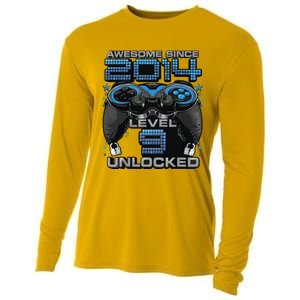 Level 9 Unlocked Awesome Since 2014 9th Birthday Gaming Cooling Performance Long Sleeve Crew