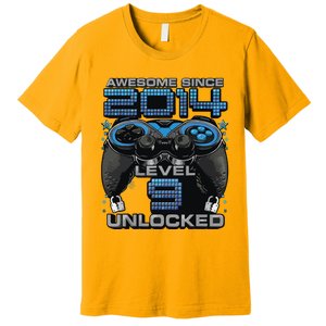 Level 9 Unlocked Awesome Since 2014 9th Birthday Gaming Premium T-Shirt