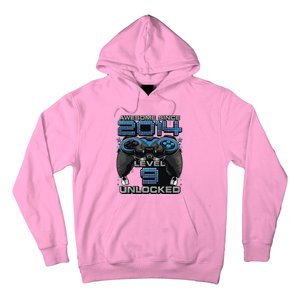 Level 9 Unlocked Awesome Since 2014 9th Birthday Gaming Hoodie