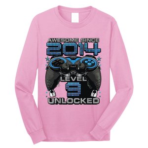 Level 9 Unlocked Awesome Since 2014 9th Birthday Gaming Long Sleeve Shirt