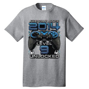 Level 9 Unlocked Awesome Since 2014 9th Birthday Gaming Tall T-Shirt