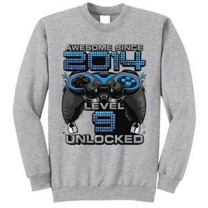 Level 9 Unlocked Awesome Since 2014 9th Birthday Gaming Tall Sweatshirt