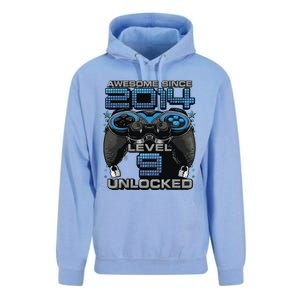 Level 9 Unlocked Awesome Since 2014 9th Birthday Gaming Unisex Surf Hoodie