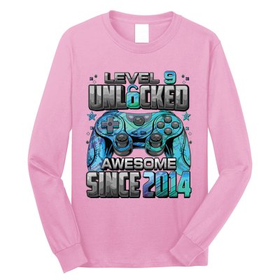 Level 9 Unlocked Awesome Since 2014 9th Birthday Gaming Long Sleeve Shirt