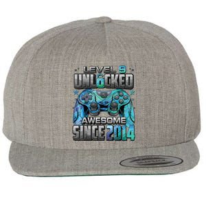 Level 9 Unlocked Awesome Since 2014 9th Birthday Gaming Wool Snapback Cap