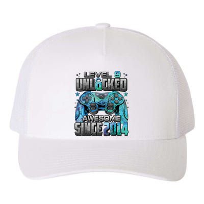 Level 9 Unlocked Awesome Since 2014 9th Birthday Gaming Yupoong Adult 5-Panel Trucker Hat