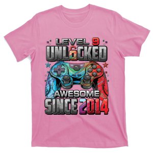 Level 9 Unlocked Awesome Since 2014 9th Birthday Gaming T-Shirt