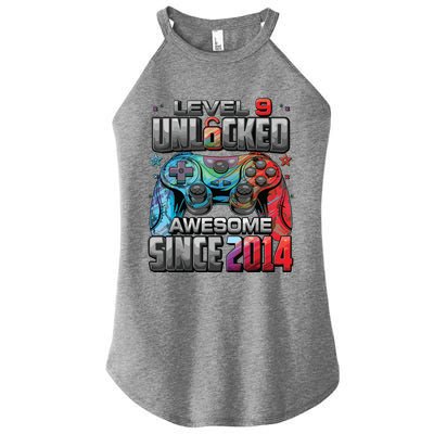 Level 9 Unlocked Awesome Since 2014 9th Birthday Gaming Women’s Perfect Tri Rocker Tank