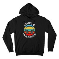 Level 9 Unlocked Music Dj Headphones Vintage 9th Birthday Hoodie