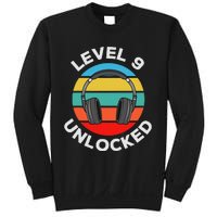 Level 9 Unlocked Music Dj Headphones Vintage 9th Birthday Sweatshirt