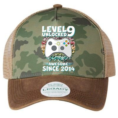 Level 9 Unlocked Awesome Since 2014 Gamer Birthday Legacy Tie Dye Trucker Hat