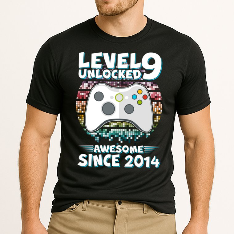 Level 9 Unlocked Awesome Since 2014 Gamer Birthday Cooling Performance Crew T-Shirt
