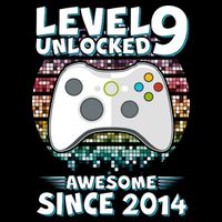 Level 9 Unlocked Awesome Since 2014 Gamer Birthday Cooling Performance Crew T-Shirt