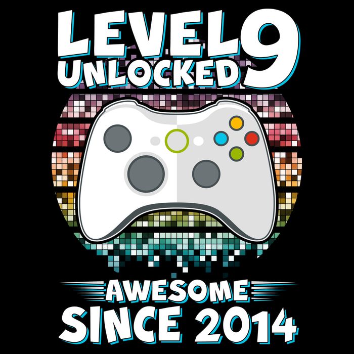 Level 9 Unlocked Awesome Since 2014 Gamer Birthday Cooling Performance Crew T-Shirt
