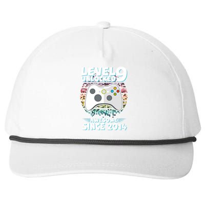 Level 9 Unlocked Awesome Since 2014 Gamer Birthday Snapback Five-Panel Rope Hat