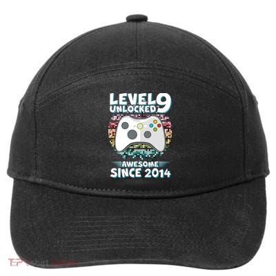 Level 9 Unlocked Awesome Since 2014 Gamer Birthday 7-Panel Snapback Hat