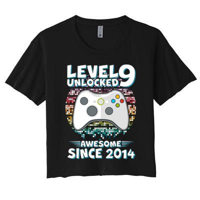 Level 9 Unlocked Awesome Since 2014 Gamer Birthday Crop Top
