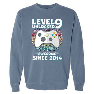 Level 9 Unlocked Awesome Since 2014 Gamer Birthday Garment-Dyed Sweatshirt