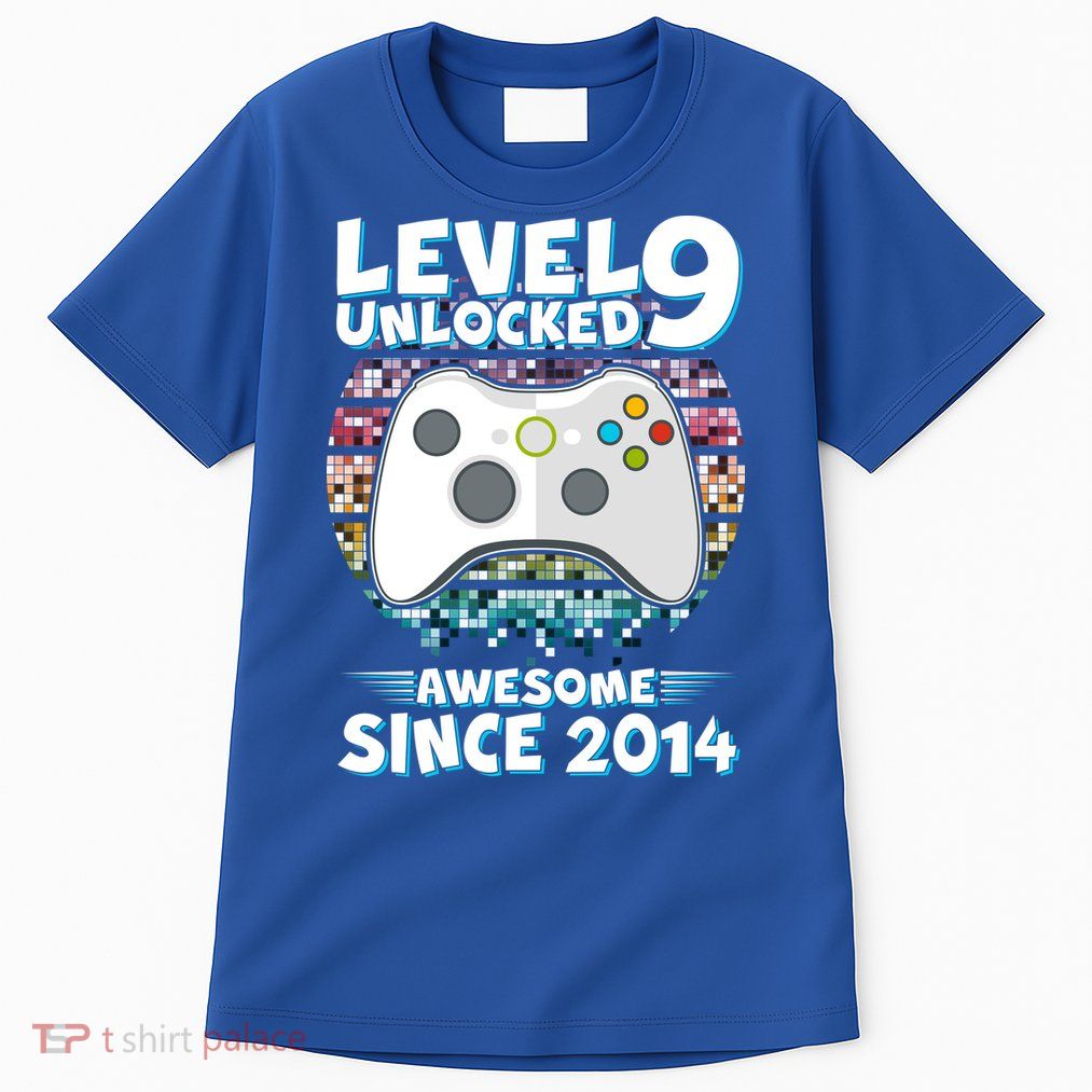 Level 9 Unlocked Awesome Since 2014 Gamer Birthday Tall T-Shirt