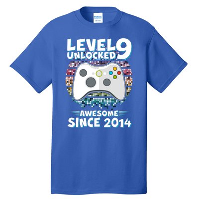 Level 9 Unlocked Awesome Since 2014 Gamer Birthday Tall T-Shirt