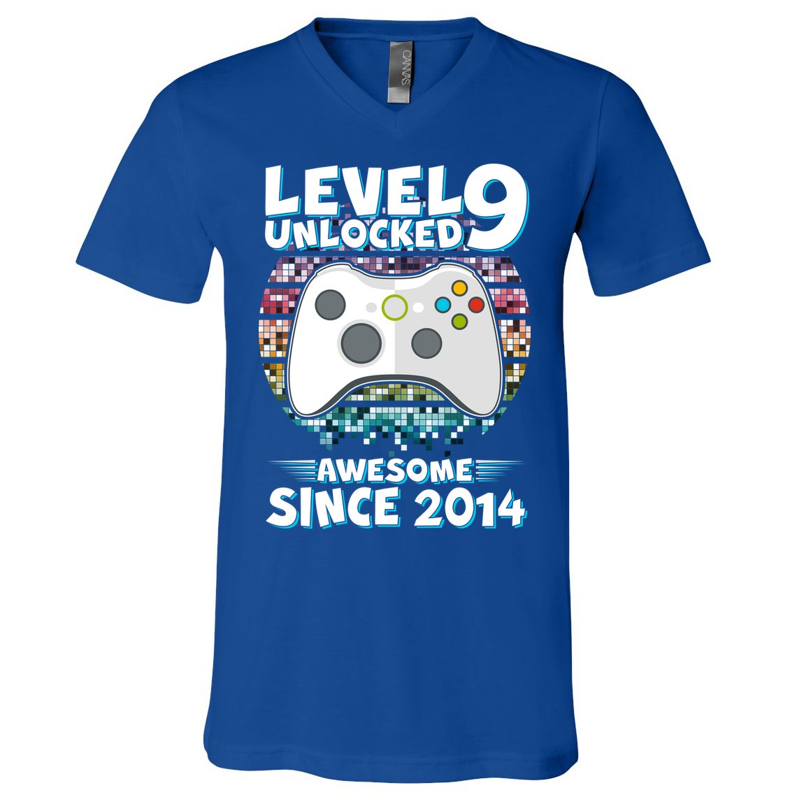 Level 9 Unlocked Awesome Since 2014 Gamer Birthday V-Neck T-Shirt