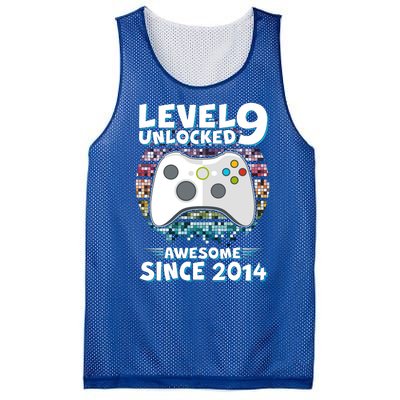 Level 9 Unlocked Awesome Since 2014 Gamer Birthday Mesh Reversible Basketball Jersey Tank