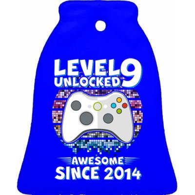 Level 9 Unlocked Awesome Since 2014 Gamer Birthday Ceramic Bell Ornament