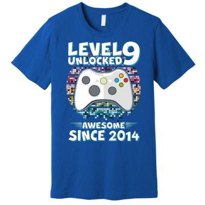 Level 9 Unlocked Awesome Since 2014 Gamer Birthday Premium T-Shirt