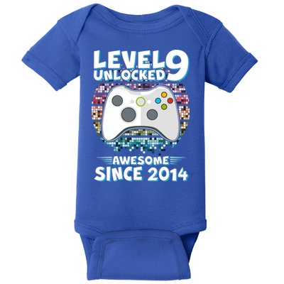 Level 9 Unlocked Awesome Since 2014 Gamer Birthday Baby Bodysuit