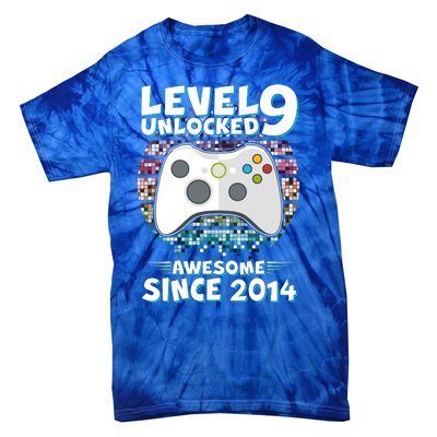 Level 9 Unlocked Awesome Since 2014 Gamer Birthday Tie-Dye T-Shirt