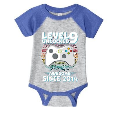 Level 9 Unlocked Awesome Since 2014 Gamer Birthday Infant Baby Jersey Bodysuit