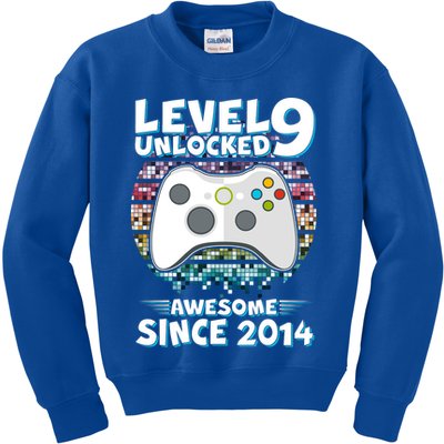 Level 9 Unlocked Awesome Since 2014 Gamer Birthday Kids Sweatshirt