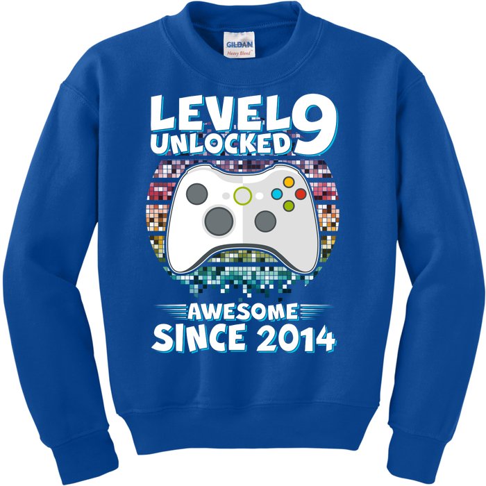 Level 9 Unlocked Awesome Since 2014 Gamer Birthday Kids Sweatshirt