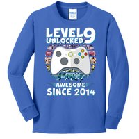 Level 9 Unlocked Awesome Since 2014 Gamer Birthday Kids Long Sleeve Shirt