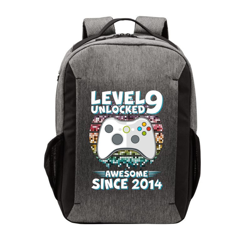 Level 9 Unlocked Awesome Since 2014 Gamer Birthday Vector Backpack