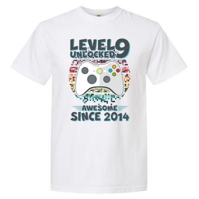 Level 9 Unlocked Awesome Since 2014 Gamer Birthday Garment-Dyed Heavyweight T-Shirt