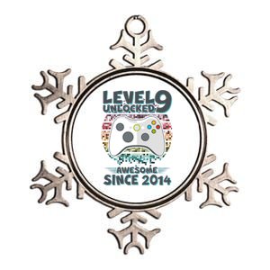 Level 9 Unlocked Awesome Since 2014 Gamer Birthday Metallic Star Ornament