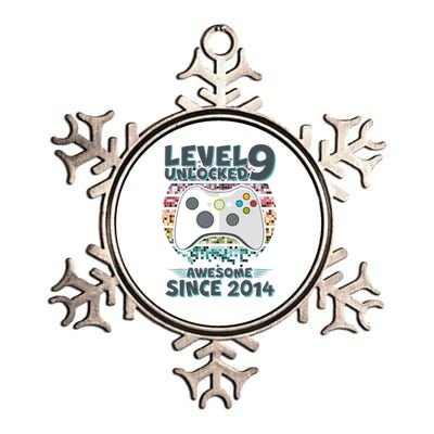 Level 9 Unlocked Awesome Since 2014 Gamer Birthday Metallic Star Ornament