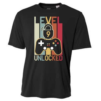 Level 9 Unlocked Birthday Gift Vintage Retro Cooling Performance Crew T-Shirt