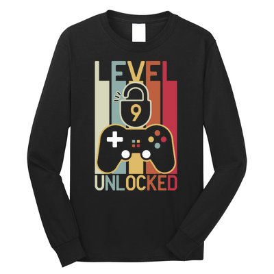 Level 9 Unlocked Birthday Gift Vintage Retro Long Sleeve Shirt