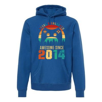 Level 9 Unlocked Awesome Since 2014 9th Birthday Gamer Cute Gift Premium Hoodie