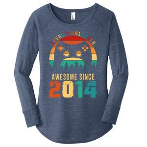 Level 9 Unlocked Awesome Since 2014 9th Birthday Gamer Cute Gift Women's Perfect Tri Tunic Long Sleeve Shirt