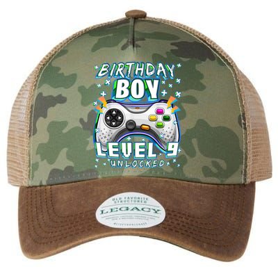 Level 9 Unlocked Video Game 9th Birthday Gamer Boys TShirt Legacy Tie Dye Trucker Hat