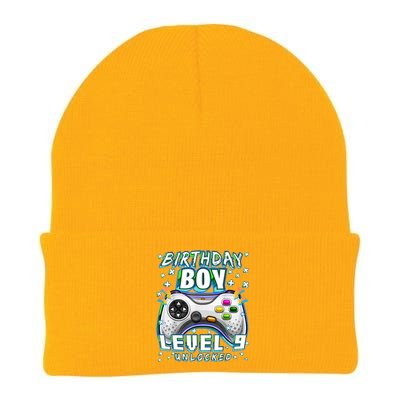 Level 9 Unlocked Video Game 9th Birthday Gamer Boys TShirt Knit Cap Winter Beanie