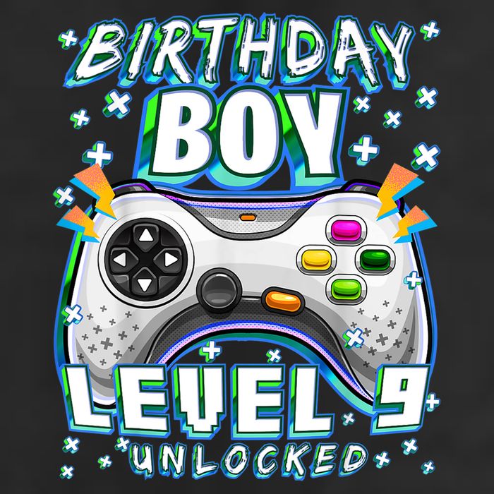 Level 9 Unlocked Video Game 9th Birthday Gamer Boys TShirt 7 Panel Mesh Trucker Snapback Hat
