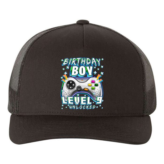 Level 9 Unlocked Video Game 9th Birthday Gamer Boys TShirt Yupoong Adult 5-Panel Trucker Hat